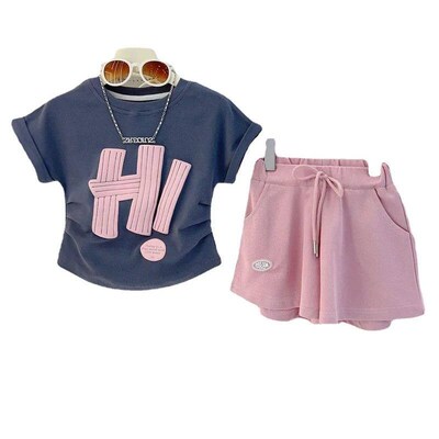 Girls Clothes Sets 2024 Summer Children Short-sleeved Suit T