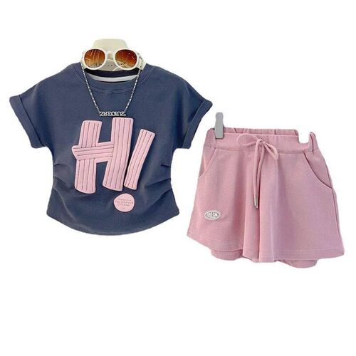 Girls Clothes Sets 2024 Summer Children Short-sleeved Suit T