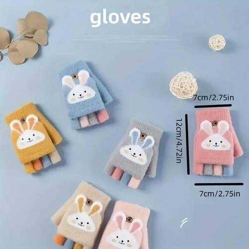 Children Five Finger Gloves Winter Boy Thickened Half Finger