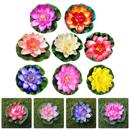 8 Pcs Artificial Decorative Pool Plants Plastic Floating