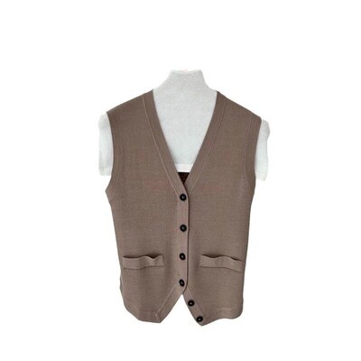 Single Breasted Vest 24 Bc Style V-neck Silk Wool Sleeveless