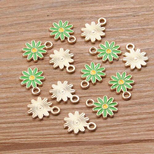 20Pcs 7Color 10x13MM Alloy Metal Drop Oil Colorblock Daisies