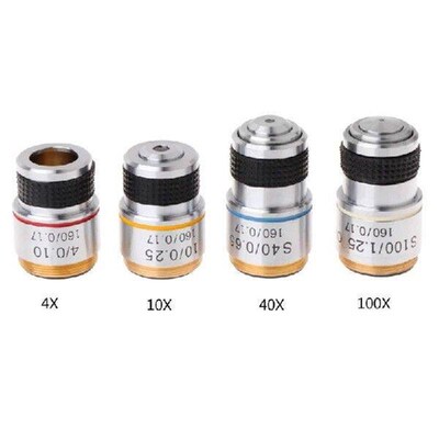 Microscope Accessories Achromatic Objective Lens 4X 10X 40X