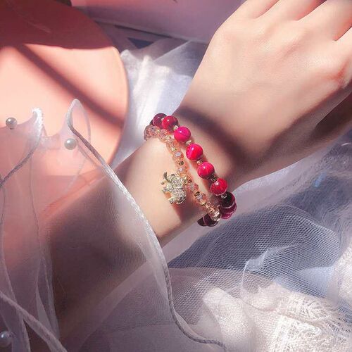 Exquisite Multi-circle Natural Stone Crystal Brlet Strawberr