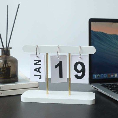 Nordic style wooden calendar ornaments desktop dining table
