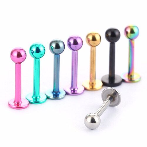 Stainless Steel Lip Studs Green CandyColored 12mm for Lips E
