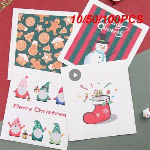 10/50/100PCS Cute Patterned Dish Towel Soft Kitchen Cloth