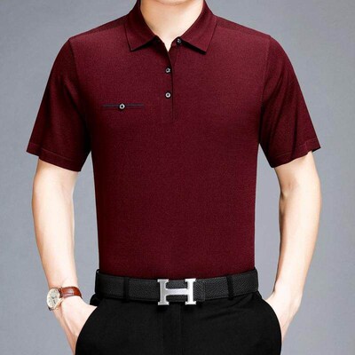 Summer New Dads Short-sleeved Solid Color Simple Casual Lap