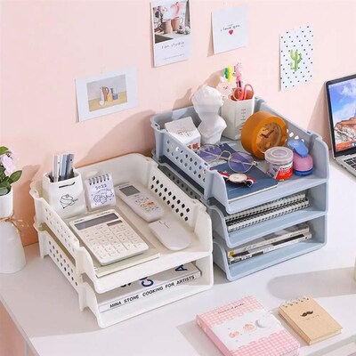 Household File Rack Creative Stackable Layered Plastic Deskt