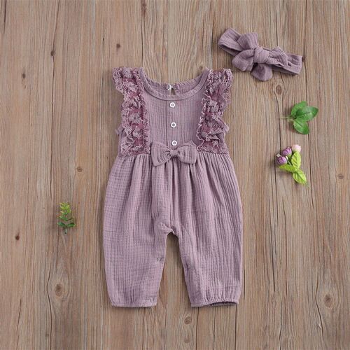 2023 Summer Newborn Infant Baby Girls Clothes Sleeveless Lac