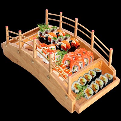 Japanese wooden wood Cuisine Sushi Bridge Boats Pine Creativ