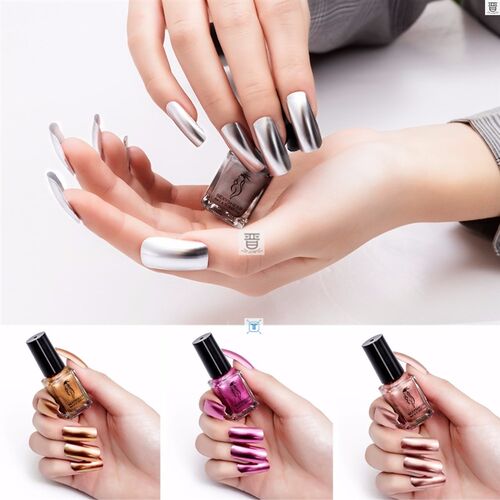 Fashion Mirror Nail Polish Silver Transparent Purple Rose