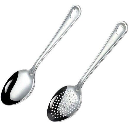 2 Pcs Stainless Steel Serving Spoon Wire Mesh Colander Bowl