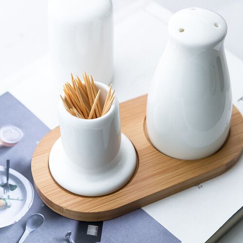 Two Pack Ceramic Pepper Salt Jar Kitchen Supplies Powder Jar