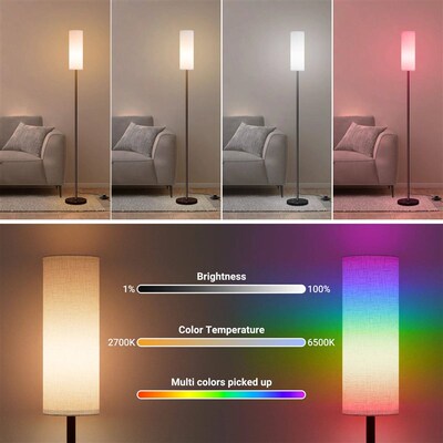 Floor Lamp for Living Room, Glass Lampshade Modern Standing