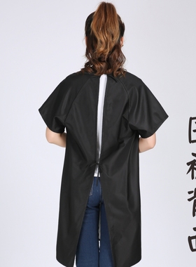 夜市摆摊黑色防水防油火爆铁板鱿鱼围裙烤鱿鱼工作服男女印字图案