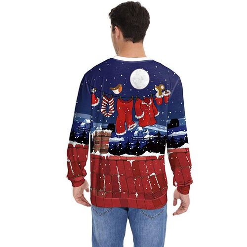 Men Women Xmas Sweatshirt 3D Funny Print Holiday Party Jumpe