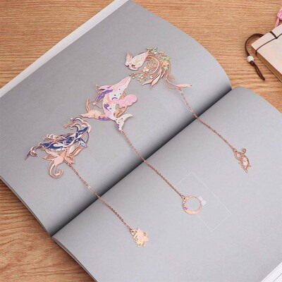 Hot Chinese Style Metal Bookmark Tassel Pendant Retro Book C