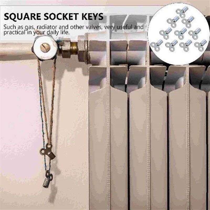10 Pcs Vent Zinc Alloy Radiator Key Wrenches Air Plumbing - 实物图