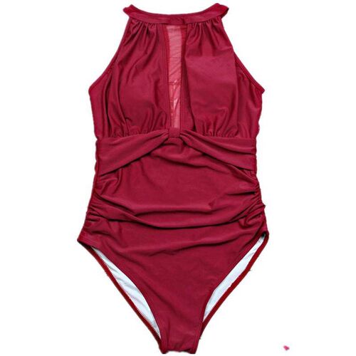 Womens swimsuit with mesh stitching and pleating
