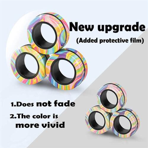 3pcs Finger Magnetic Rings Colorful Fidget Toy Set Adult Mag