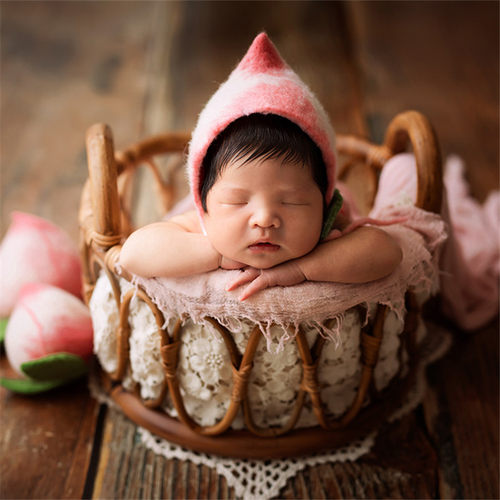 Newborn Photography Props Retro Rattan Round Basket Chair Be