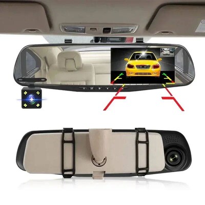 4.32Inch Driving Recorder Car DVR Rearview Mirror Dual Lens