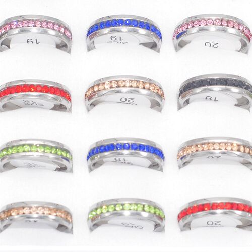 Bulk Lots 30pcs Colorful CZ Crystal Wedding Rings Women Luxu