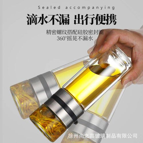 New tea separation cupportable double-layer high borosili