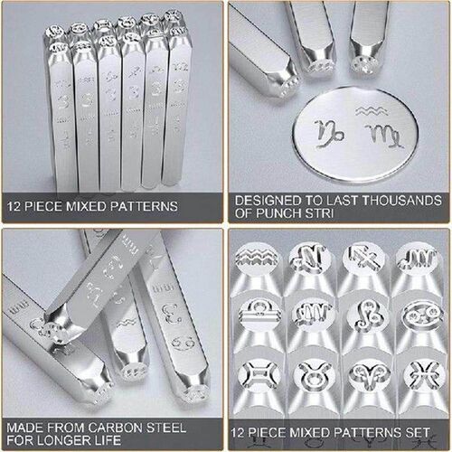 12PCS Constellation Design Metal Stamp Set, MM Horoscope