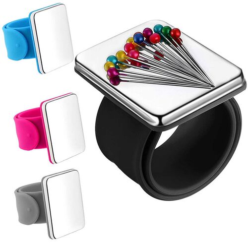 Magnetic Sewing PinCushion Silicone Wrist Needle Pad Safe Br