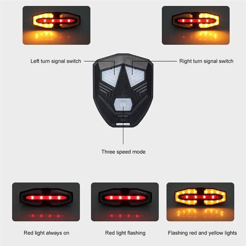Rechargeable Bike Tail Light with Turn Signals Bicycle Rear