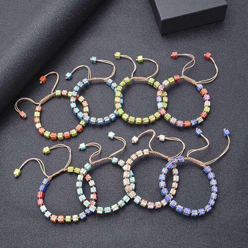 Bohemian Square Emperor Stone Brlet Braided Colorful Natural