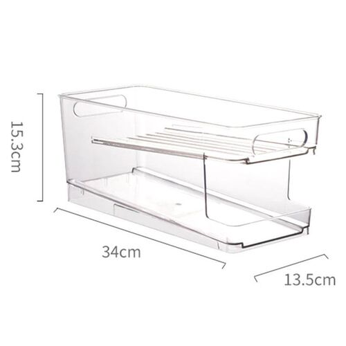 2-Tier Rolling Refrigerator Organizer Bins Soda Can Beverage