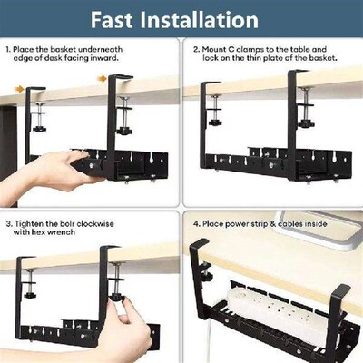 Under Desk Cable Management Tray Retractable Metal Cable