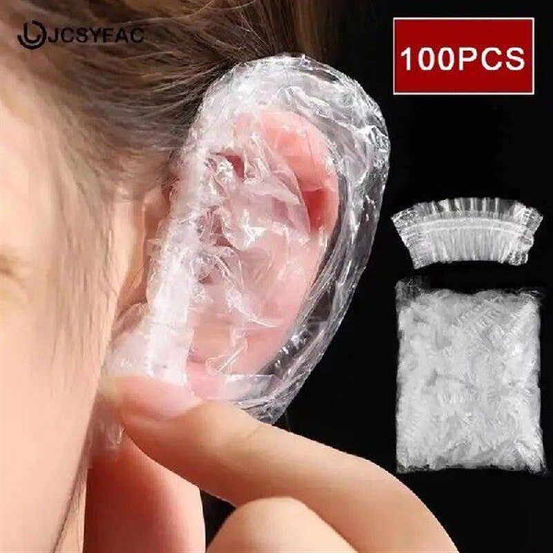 100pcs Disposable Waterproof Ear Protector Hair Dyeing Ear - 实物图