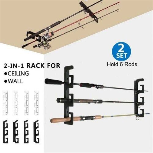 Space Saving Fishing Pole Storage Wall Ceiling Rod Rack