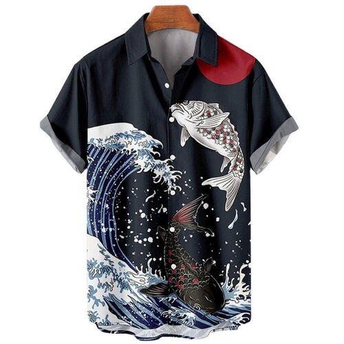 Mens Hawaiian Shirts D Printed Short Sleeves casual Lapel