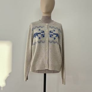 【小敏阿姨专属】复古提花动物图案开衫软糯舒适百搭针织上衣