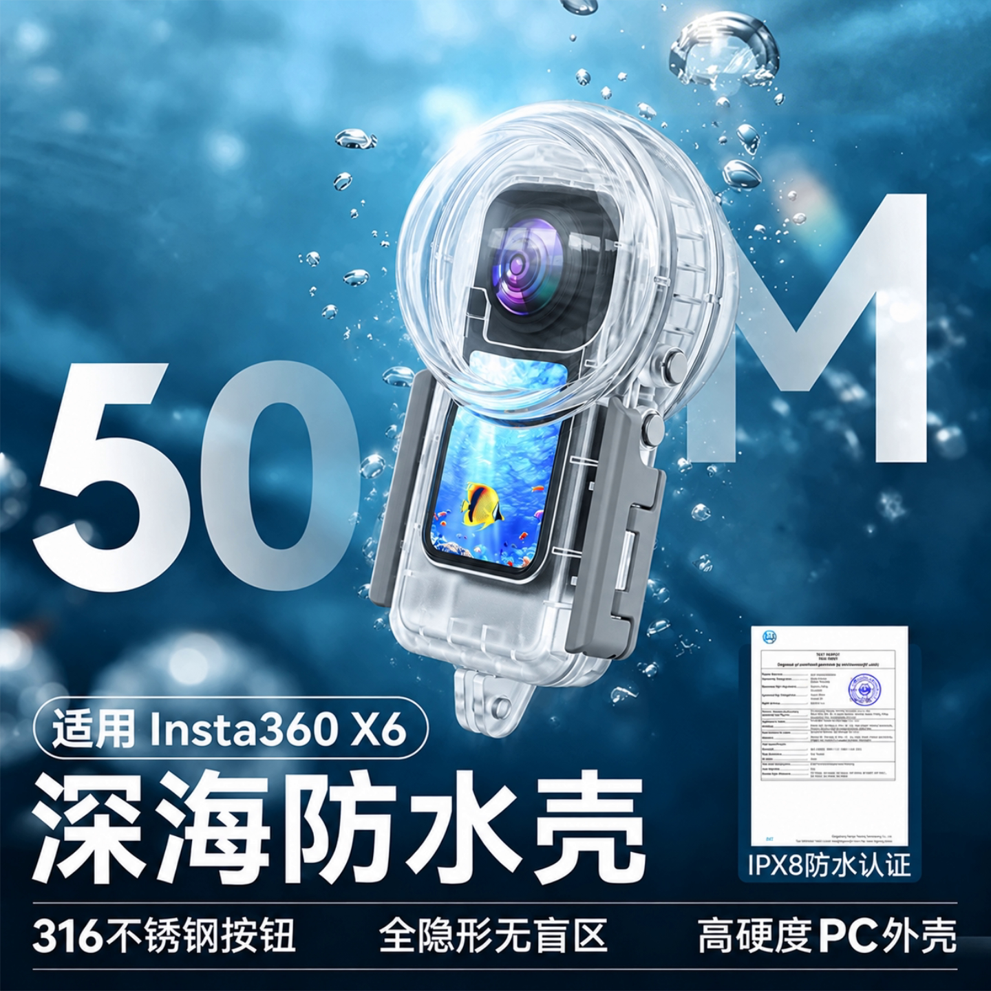 奥帕图适用影石insta360x6潜水壳图片