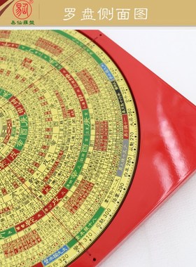 易仙强磁针8寸三元三合八宅辅星水法四派综合罗盘红色电木盘摆件