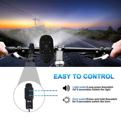 110dB Bicycle Horn Front Light Rechargeable Bike Motorcycle