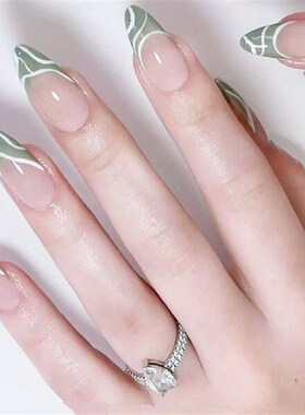 French False Nails Full Cover False Nails Wavy Lines Stick