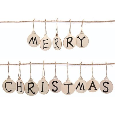 10pcs Wooden Christmas Decorations DIY Craft Toys Unfinished