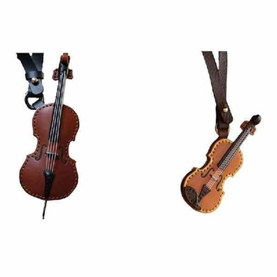 Leather Violin And Cello Keychain Mini Musical Instrument