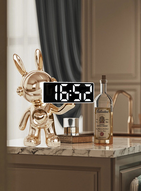 摆放式时钟暴力熊摆件客厅家居电视柜酒柜玄关装饰品台式闹钟智能