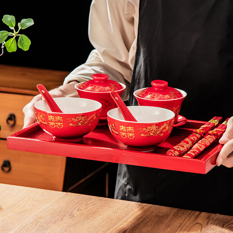 婚庆用品大全陶瓷龙凤喜碗敬茶杯陪嫁新结婚改口杯碗筷勺礼品盒装,节庆用品/礼品,喜碗/敬茶杯,淘宝优惠券,粉丝福利购,淘宝优惠卷