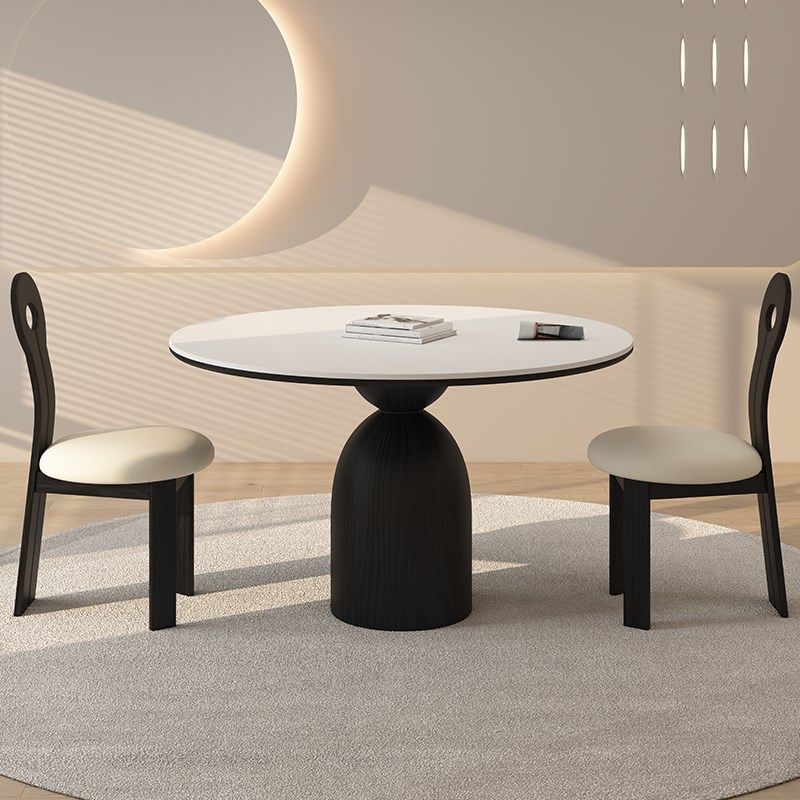 德利丰实木岩板餐桌圆形家用小户型侘寂中古风高端全托吃饭圆桌子,住宅家具,岩板餐桌,淘宝优惠券,粉丝福利购,淘宝优惠卷