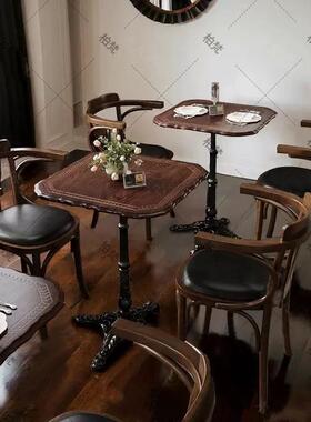 IQQ实木咖啡店发桌椅组馆合式酒小圆桌古风烘焙甜品店餐饮商美沙