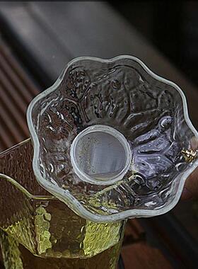 创玻璃滤网日式带网架耐热滤茶器功纱意网锤纹茶隔茶夫渣茶JYA茶